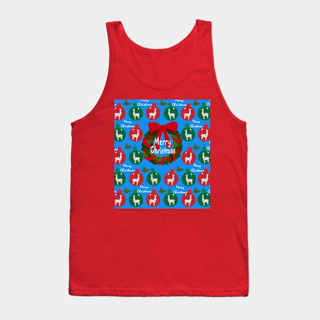 Merry Christmas Festive Holiday Llama Wreath and Ornaments Tank Top by MisterBigfoot